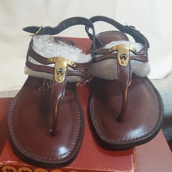 Etienne Aigner Brown Leather Sandals - Picture 4 of 7